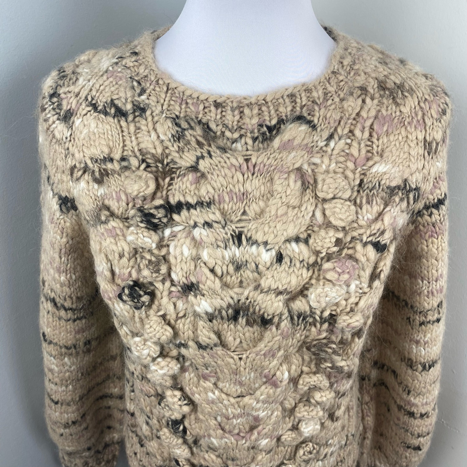 St Roche Natural/Pale Pink Luna Alpaca Chunky Sweater Small $575 — image 4 of 8
